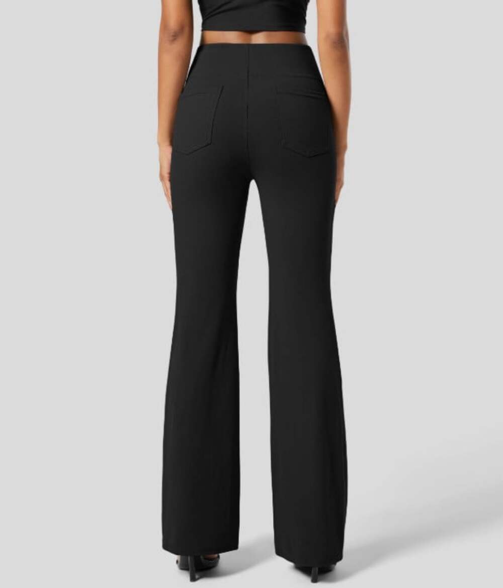 Halara Flex™ High Waisted Back Side Pocket Slight Flare Work Pants Sz XL Crop - Picture 2 of 16